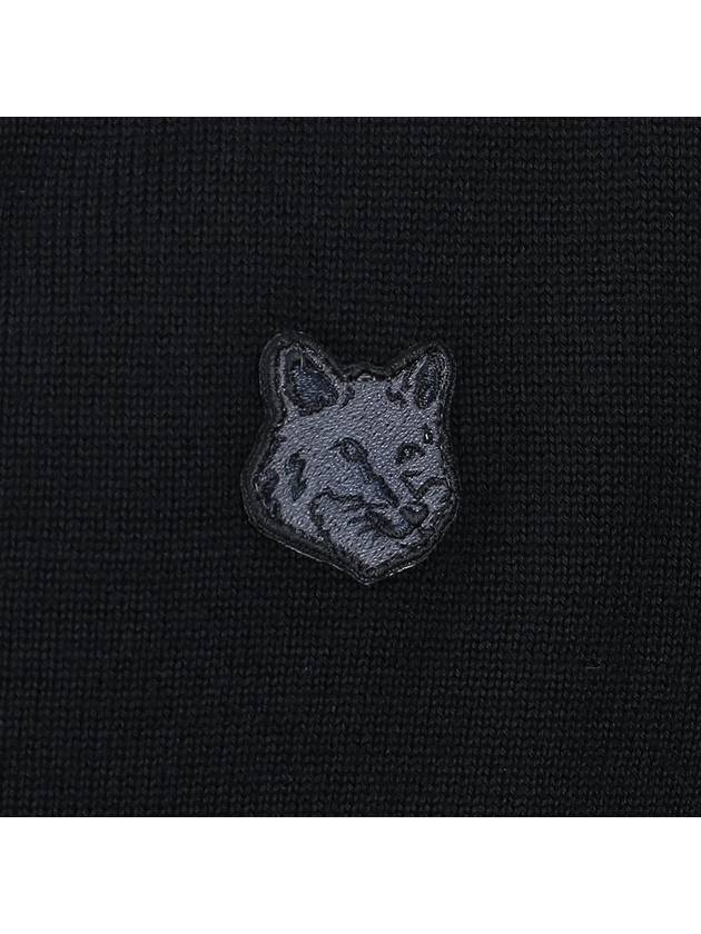 Bold Fox Head Patch V Neck Wool Cardigan Black - MAISON KITSUNE - BALAAN 7