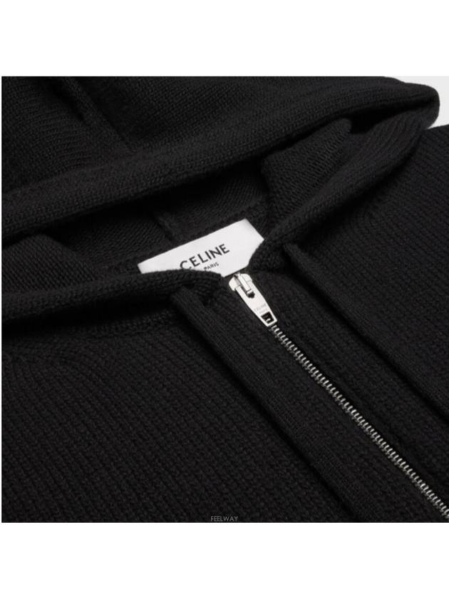 Triomphe Wool Zip-Up Hoodie Black - CELINE - BALAAN 4