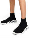 Women's Speed ??20 Graffiti Recycled Knit High Top Sneakers Black - BALENCIAGA - BALAAN 3
