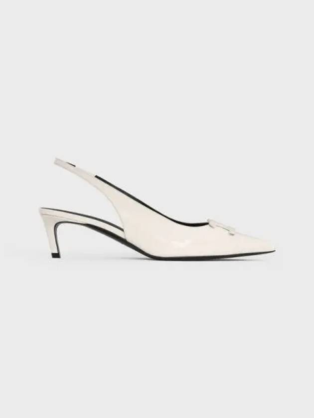 Alma Triomphe Patent Calfskin Slingback Heel White - CELINE - BALAAN 2