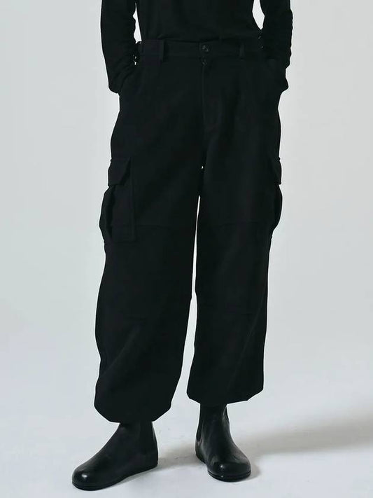 Wool Cargo Parachute Track Pants Black - NOIRER - BALAAN 2