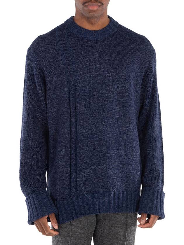 Yohji Yamamoto Navy Drop Needle Crew Neck Sweater, Brand Size 3 (Large) - YOHJI YAMAMOTO - BALAAN 1