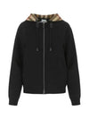 Check Hood Cotton Zip Up Hoodie Black - BURBERRY - BALAAN 2