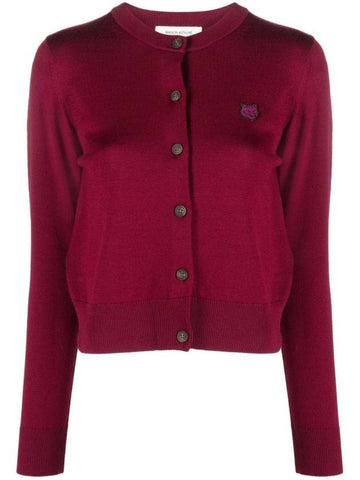 Bold Fox Head Patch Regular Cardigan Grape - MAISON KITSUNE - BALAAN 1