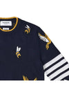 Birds Bees 4-Bar Cotton Merino Pullover Knit Top Navy - THOM BROWNE - BALAAN 5