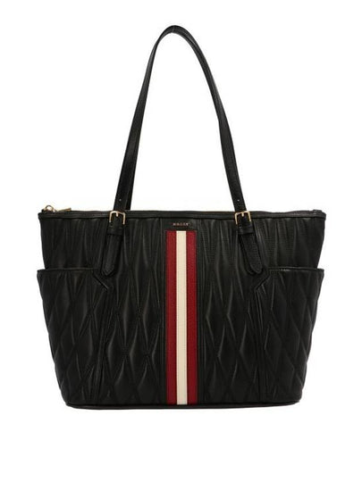 Stripe Leather Tote Bag Black - BALLY - BALAAN 2