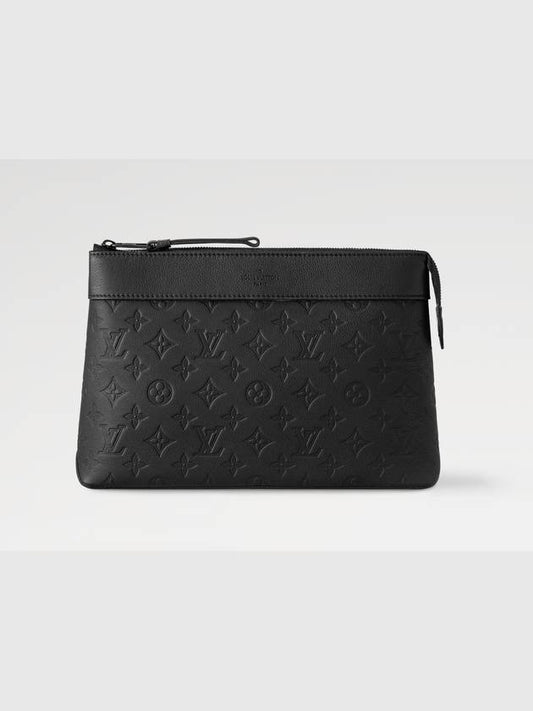 Louis Vuitton Pochette Voyage Souffle Monogram Leather Clutch Bag Black - LOUIS VUITTON - BALAAN 2