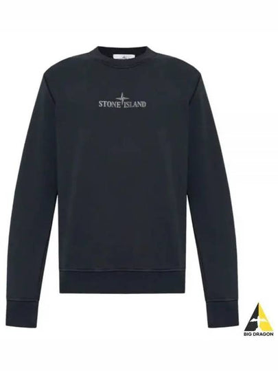 66182 Cotton Fleece Crew Neck Sweatshirt Navy - STONE ISLAND - BALAAN 2