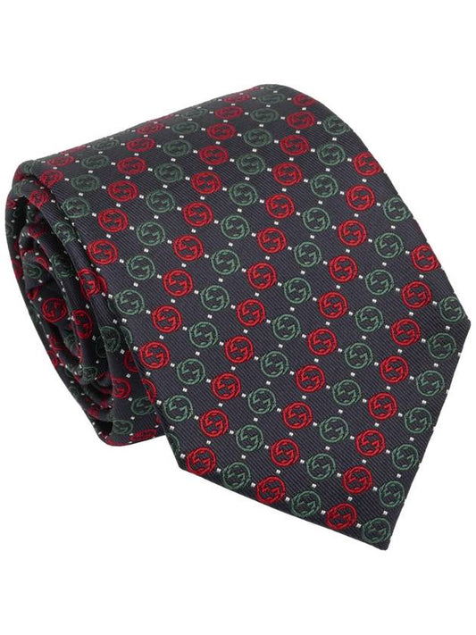 Interlocking G Silk Tie Navy - GUCCI - BALAAN 2