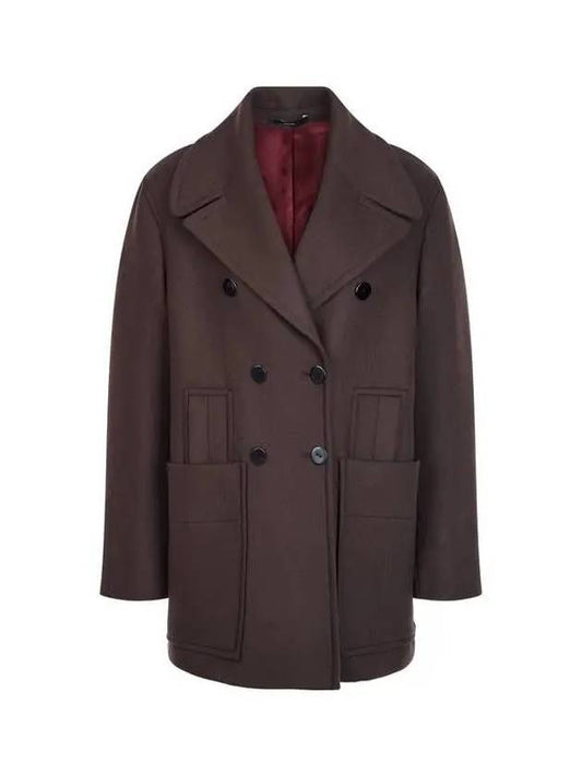 Women s Wool Blend Double Pea Coat Dark Brown 270397 - PAUL SMITH - BALAAN 1