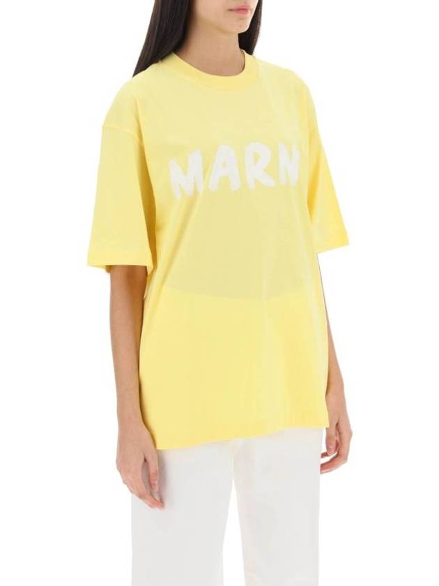 Logo Lettering Boxy Fit Short Sleeve T-Shirt Yellow - MARNI - BALAAN 3