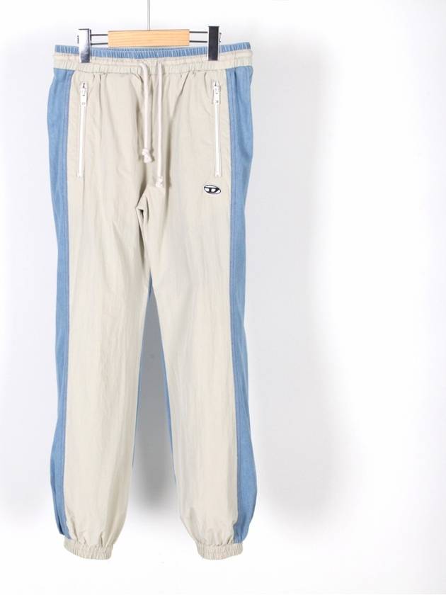 P Bright Wrinkled Nylon Denim Track Pants Blue White - DIESEL - BALAAN 2