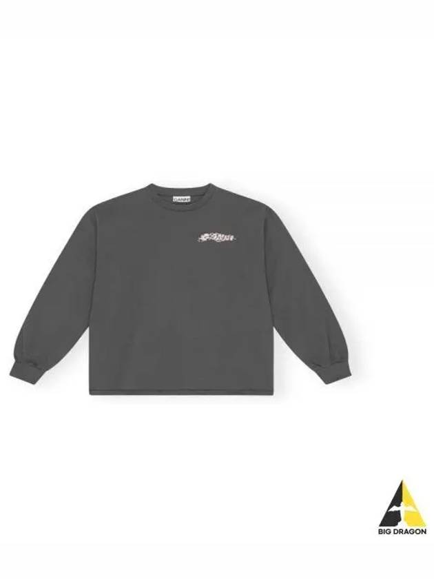 Love Club Long Sleeve T Shirt Grey - GANNI - BALAAN 2