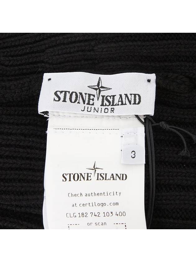 Kids Logo Wool Cashmere Beanie Black - STONE ISLAND - BALAAN 6