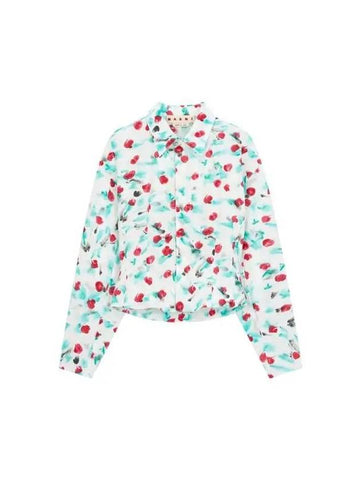 Flower print cropped shirt white - MARNI - BALAAN 1