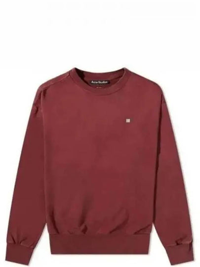 Face Logo Patch Crew Neck Sweatshirt Wine Red - ACNE STUDIOS - BALAAN 2