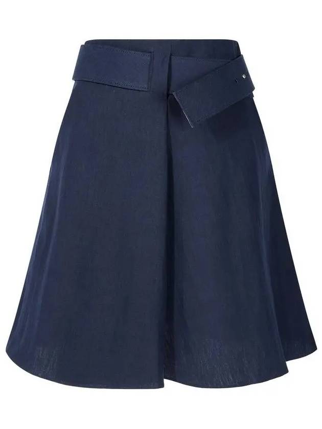 Women s Belted Slit Linen Skirt Navy - GIORGIO ARMANI - BALAAN 1