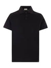 Men's Monogram Cotton Short Sleeve Polo Shirt Black - SAINT LAURENT - BALAAN 2