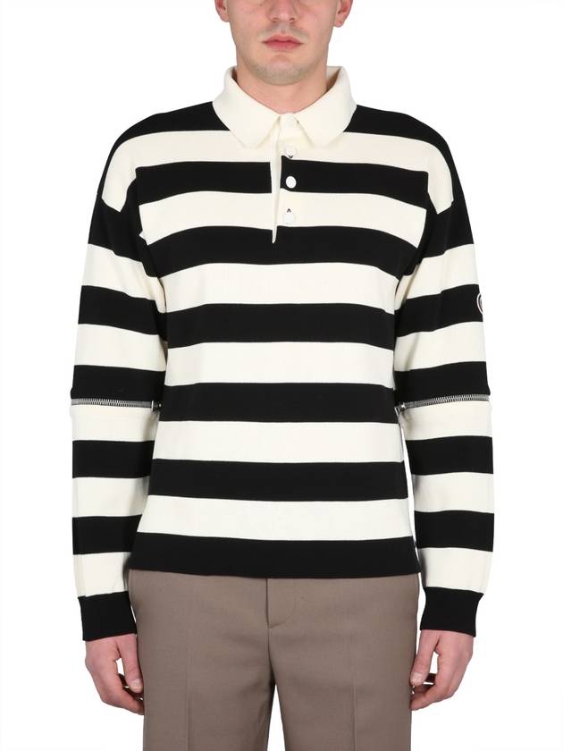 Men's Striped Cotton Polo Shirt Ivory Black - GUCCI - BALAAN 2