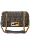 Baguette Chain FF Jacquard Medium Cross Bag Brown - FENDI - BALAAN 2