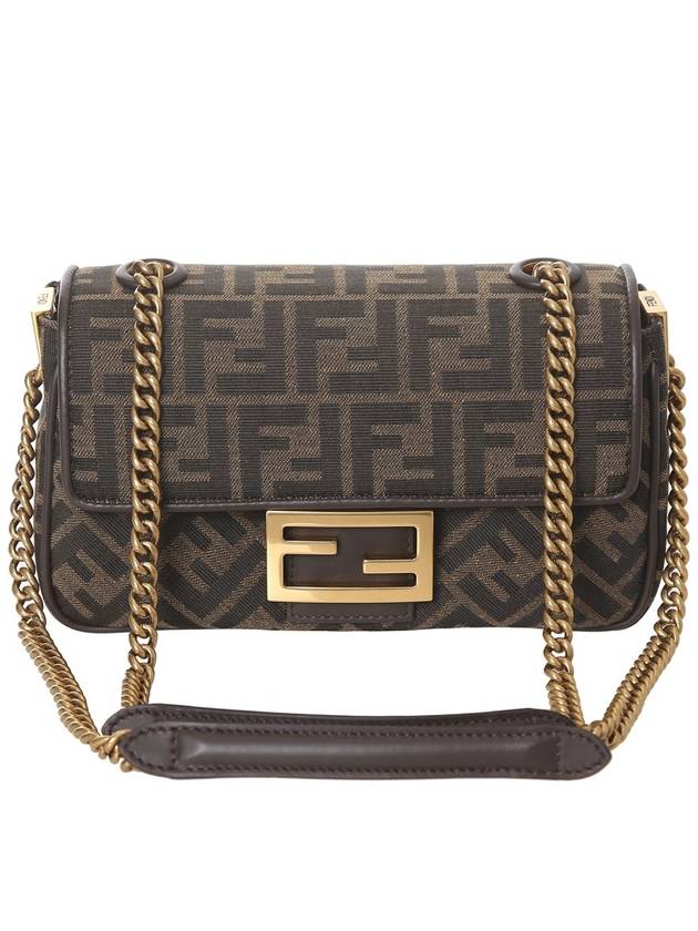 Baguette Chain FF Jacquard Medium Cross Bag Brown - FENDI - BALAAN 2