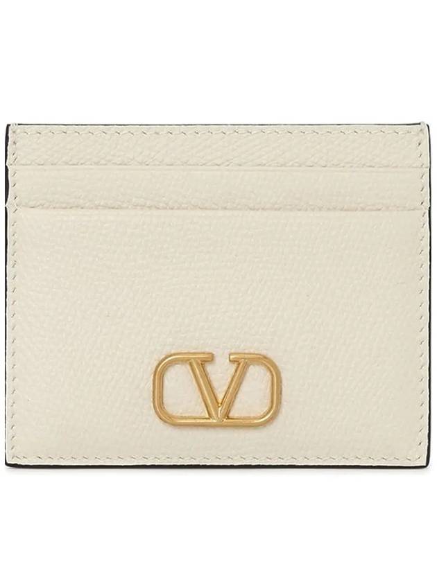 V Logo Signature Card Wallet Ivory - VALENTINO - BALAAN 3