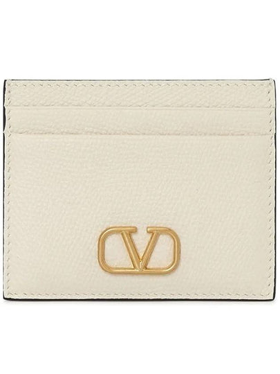 V Logo Signature Card Wallet Ivory - VALENTINO - BALAAN 2