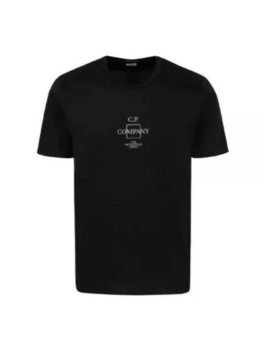 Mercerized Jersey Logo Print Short Sleeve T-Shirt Black - CP COMPANY - BALAAN 1