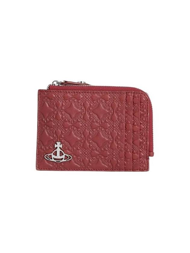 Common Embossed Zipper Card Wallet Red - VIVIENNE WESTWOOD - BALAAN 1