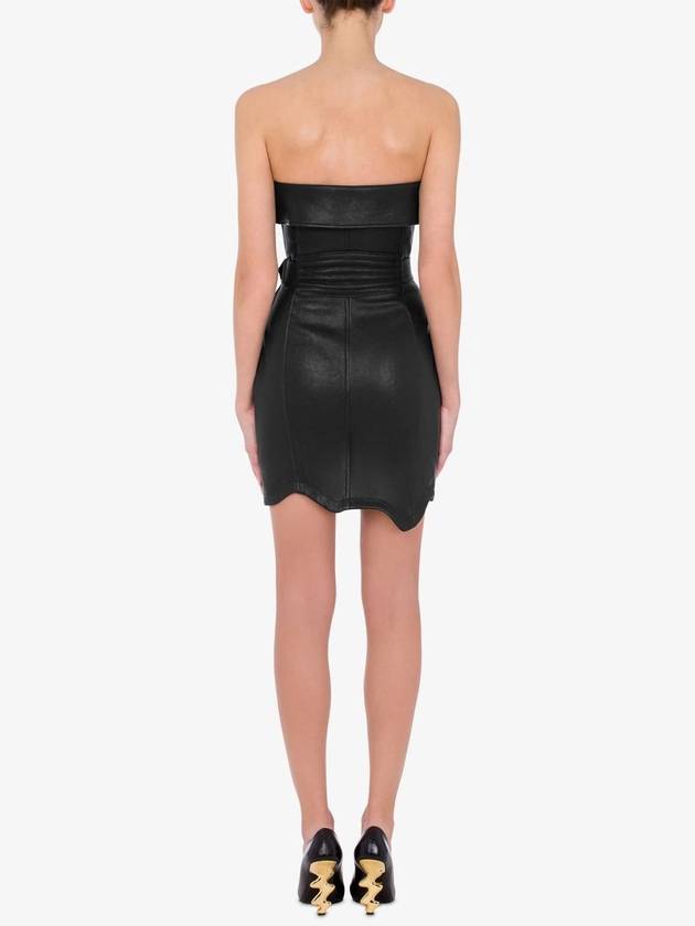 Strapless Leather Mini Dress A37055470 - MOSCHINO - BALAAN 4