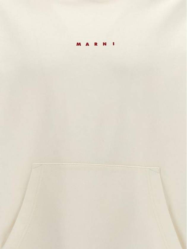 Logo Print Drawstring Hoodie White - MARNI - BALAAN 5