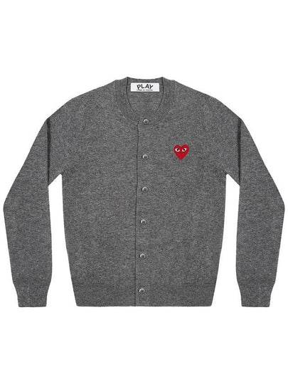 Heart Wappen Wool Cardigan Charcoal Grey - COMME DES GARCONS - BALAAN 2