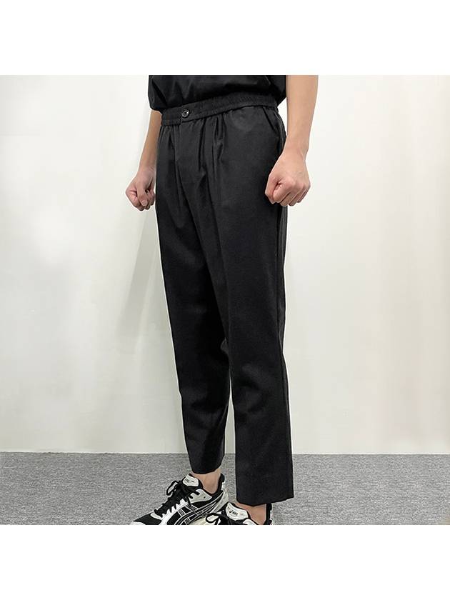 Elasticated Pintuck Straight Pants Charcoal - AMI - BALAAN 4