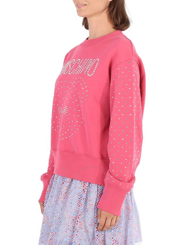 Moschino Ladies Fantasy Print Fucsia Crystal Teddy Bear Organic Cotton Sweatshirt, Brand Size 38 (US Size 4) - MOSCHINO - BALAAN 3