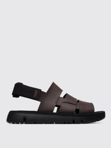 Oruga Leather Textile Sandals Brown - CAMPER - BALAAN 1