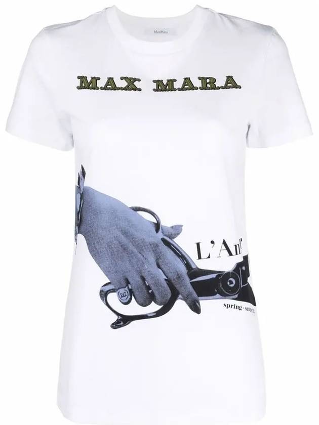 Vezzia Cotton Short Sleeve T-Shirt White Purple - MAX MARA - BALAAN.