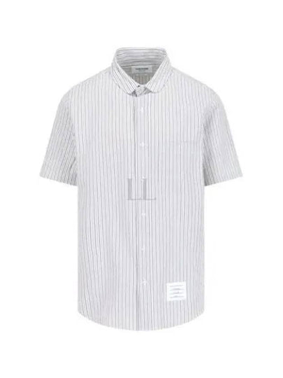 Men's Striped Short Sleeve Shirt White - THOM BROWNE - BALAAN 2