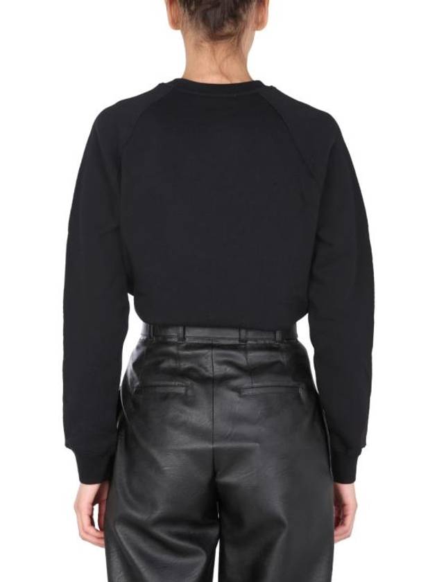 Women's Brushed Logo Crew Neck Sweatshirt Black - MSGM - BALAAN 9