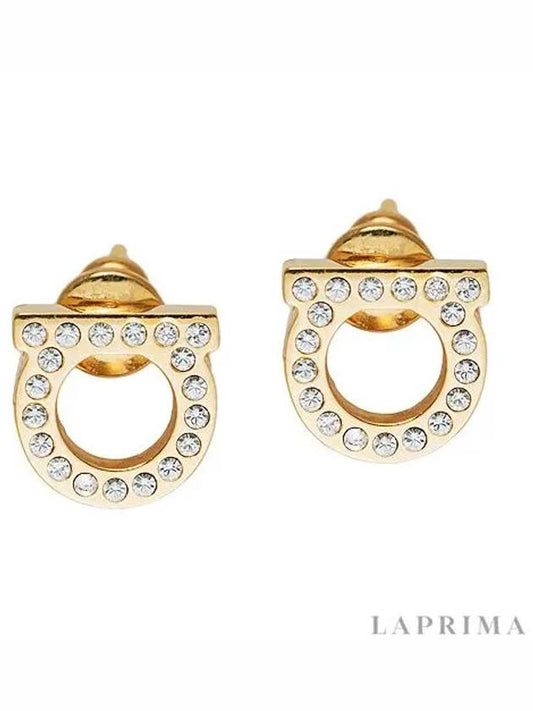 Gancini Crystal Small Earrings Gold - SALVATORE FERRAGAMO - BALAAN.