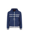 Logo Stripe Print Zip Up Hoodie Midnight Blue - GUCCI - BALAAN 2