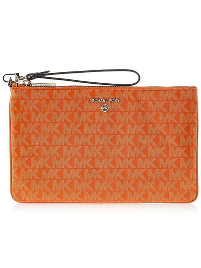 Jet Set Monogram Leather Clutch Bag Orange - MICHAEL KORS - BALAAN 2