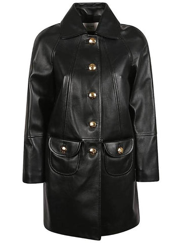 Claudine Collar Soft Lambskin Single Coat Black - CELINE - BALAAN 1