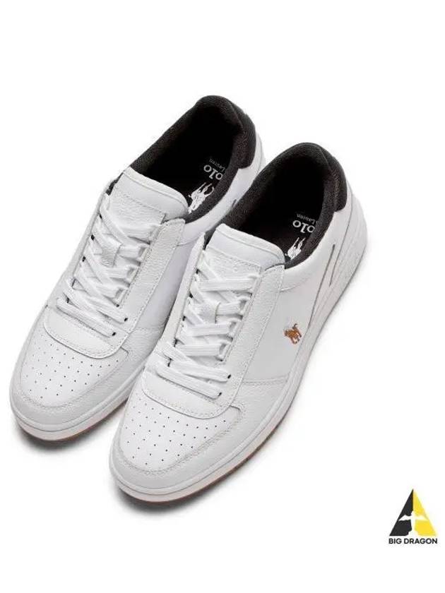 Polo Court Leather Low Top Sneakers White Black - POLO RALPH LAUREN - BALAAN 1