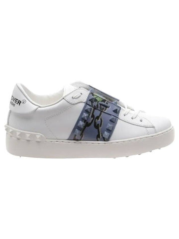 Rockstud Rose Chain Print Low Top Sneakers White - VALENTINO - BALAAN 1