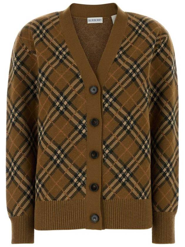 Check Wool Mohair Blend Cardigan Brown - BURBERRY - BALAAN 2