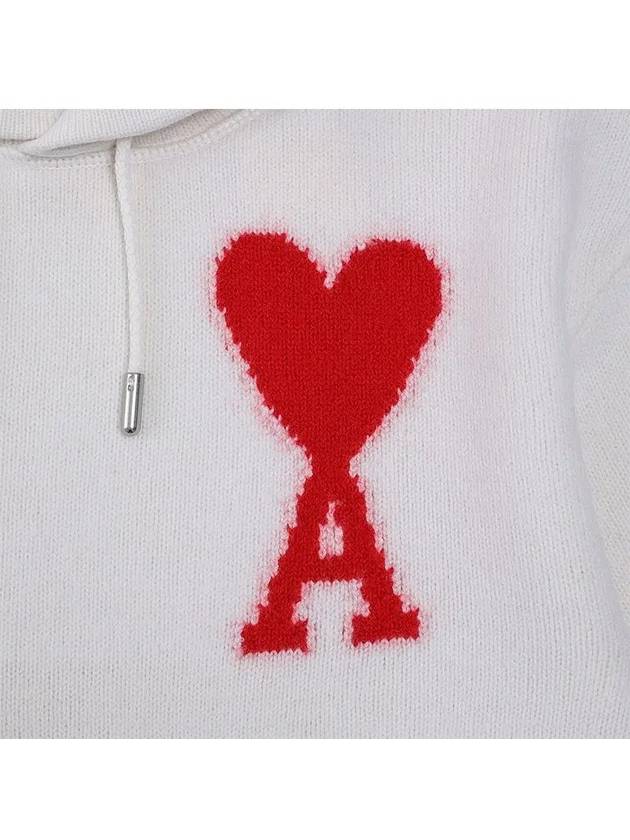 Big Heart Logo Wool Hoodie White - AMI - BALAAN 7