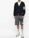 4 Bar Open Raschel Stitch V Neck Cardigan Navy - THOM BROWNE - BALAAN 3