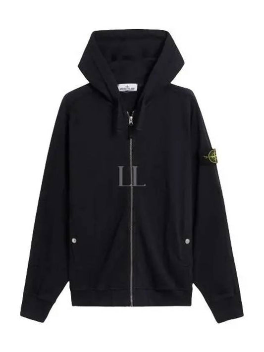 Men's Garment Dyed Malfile Zip Up Hoodie Navy - STONE ISLAND - BALAAN 2