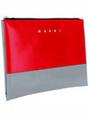 Bicolor Logo Clutch Bag Red Gray - MARNI - BALAAN.