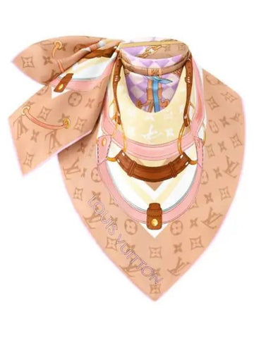 Flower And Straps Square 90 Scarf Beige - LOUIS VUITTON - BALAAN 1